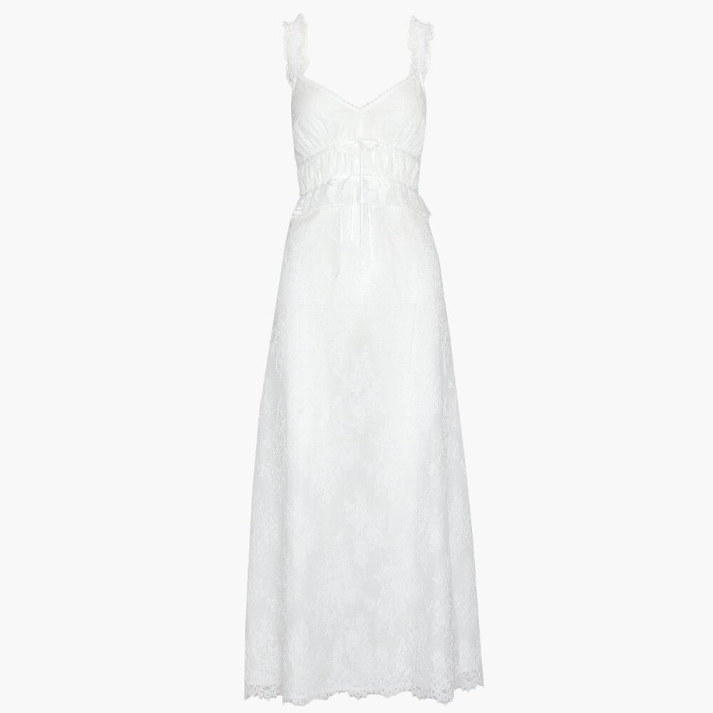 Hill House White Lace Sleeveless Maxi Nightgown